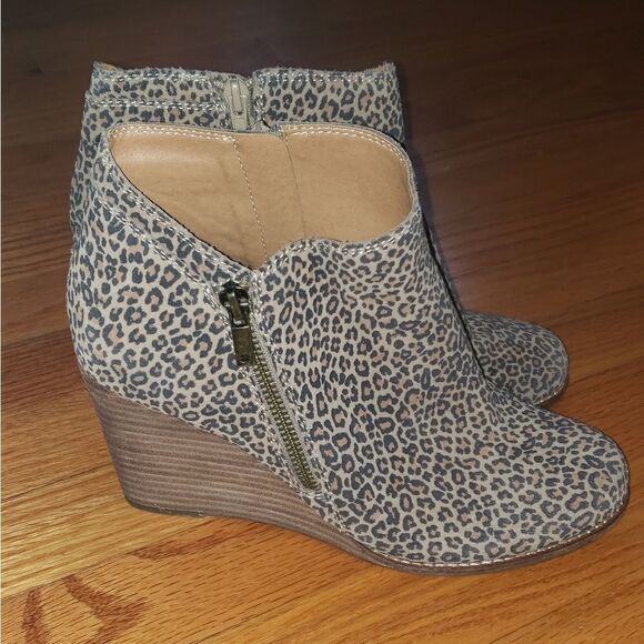 Lucky Brand Leather Leppard Print booties - Picture 1 of 8